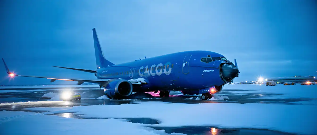 Инцидент в Норильске: грузовой Boeing 737 выкатился за пределы взлетно-посадочной полосы